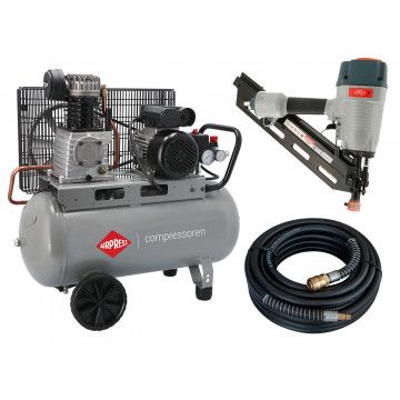 Kompresorius HL 310-50 Pro + Pneumatinių vinių kalimo pistoleto kaiščiai nuo 50 iki 90 mm + 20 m oro žarna - Profesionalams!
