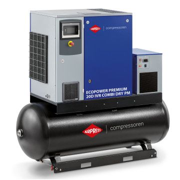 Sraigtinis kompresorius EcoPower Premium 20D IVR Combi Dry PM 13 bar 20 AG/15 kW 672 - 3000 l/min 500 l