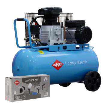 Dviejų cilindrų kompresorius HL 340-90 + pneumatinės priedų rinkinys