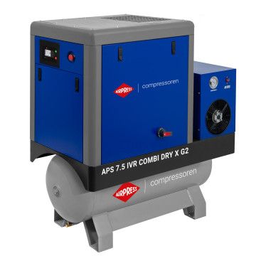 Sraigtinis kompresorius APS 7.5 IVR Combi Dry X G2 10 bar 7.5 AG/5.5 kW 290-790 l/min 200 l