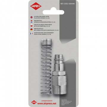 Spiralinės žarnos 12 x 8 mm jungtis su spyruokle, blisterio pakuotėje