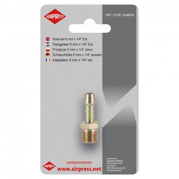 Žarnos jungtis 6 mm x 1/4" išoriniu sriegiu (GZ)