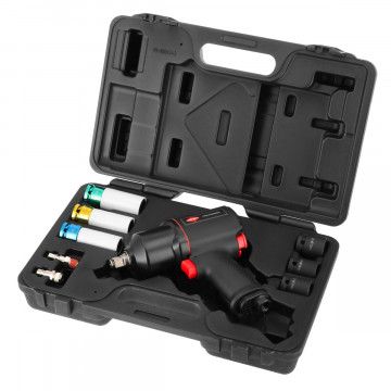 Pneumatinis smūginis raktas 1/2" + 3 smūginiai antgaliai + 3 ratlankio antgaliai - vulkanizatoriaus rinkinys