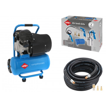 Kompresorius HL 425-24 8 bar 3 AG/2.2 kW 260 l/min 24 l + 0 m oro žarna + priedų rinkinys, 7 dalys