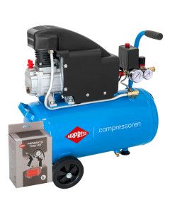 Stūmoklinis kompresorius Airpress HL 150-24 + pneumatikos priedų rinkinys